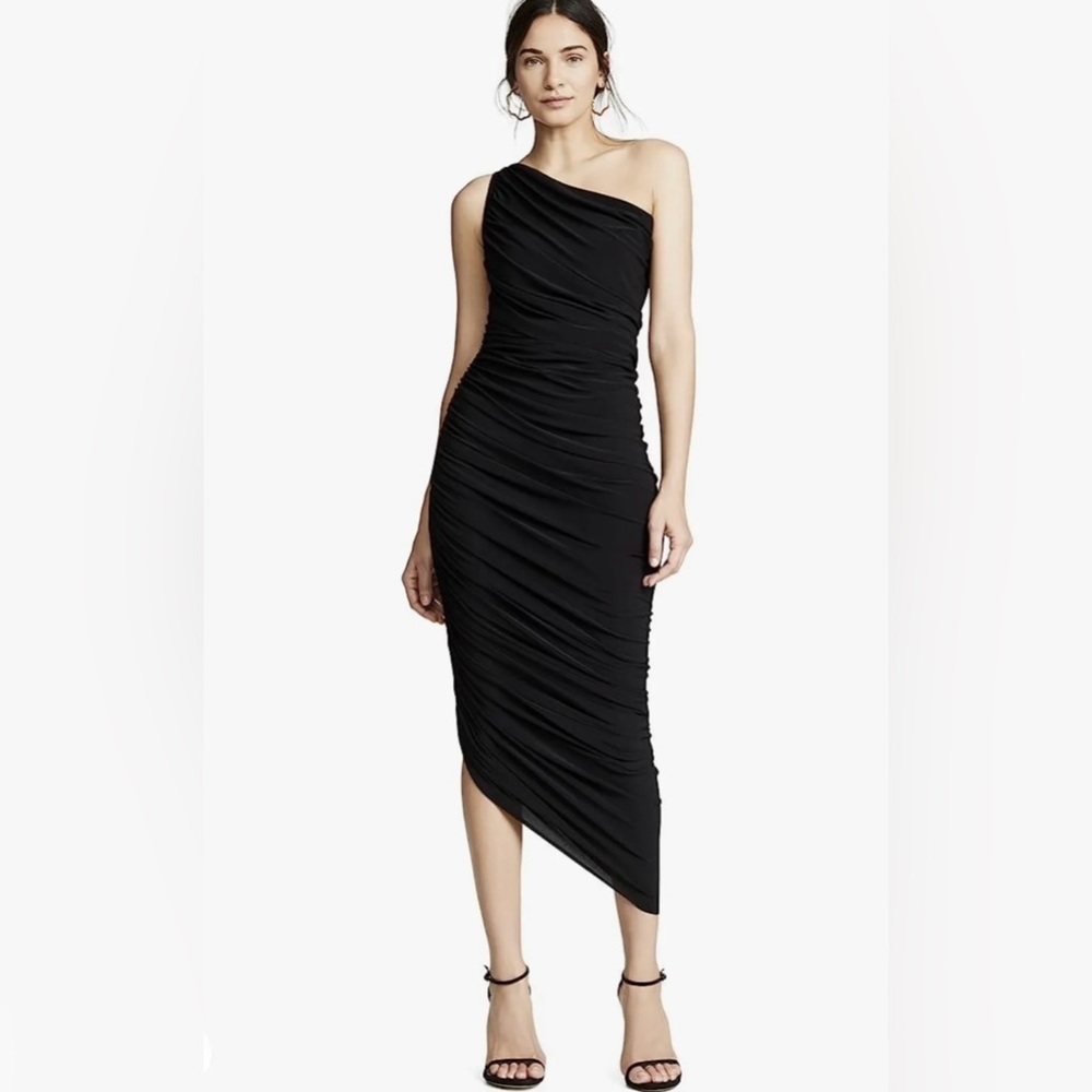 NWOT Norma Kamali Diana One Shoulder Gown Dress Black Medium M